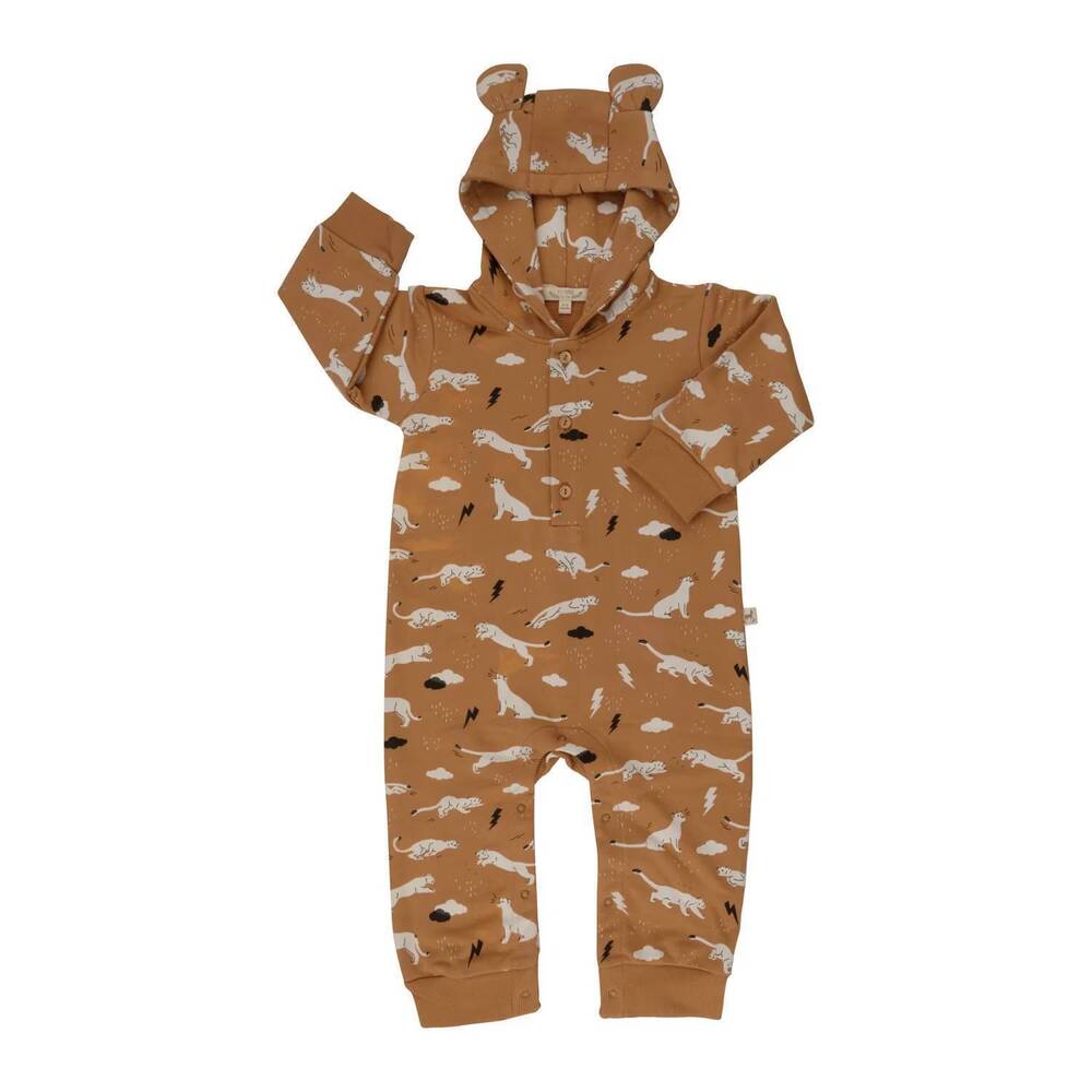 NEW RED CARIBOU girls french terry bear jumpsuit in thunder puma